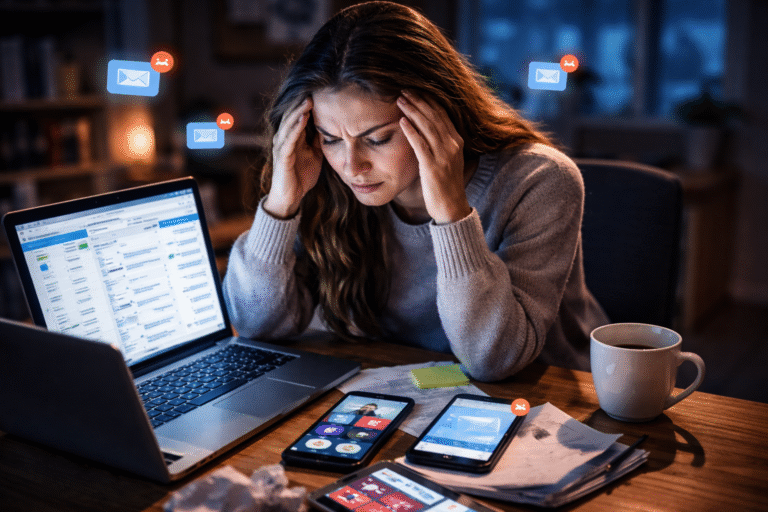 Technology Is Making Life More Stressful as constant smartphone notifications, emails, and digital work pressure increase mental stress