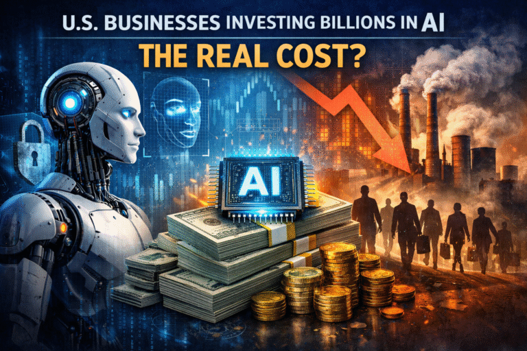 AI investment showing U.S. businesses spending billions on artificial intelligence and its impact on jobs and economy