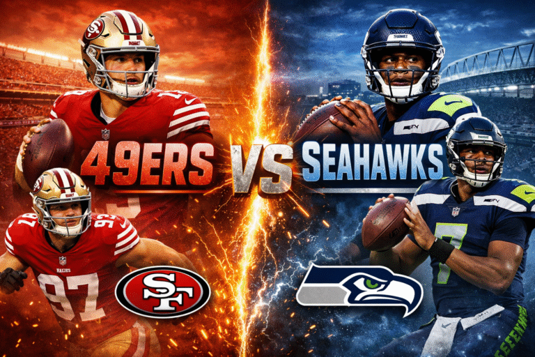 49ers vs Seahawks NFL matchup featuring San Francisco 49ers and Seattle Seahawks in an intense NFC West rivalry game