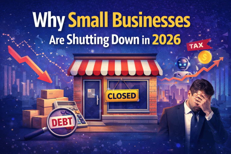 Small business owner stressed over bills as a going out of business sign shows why small businesses are shutting down